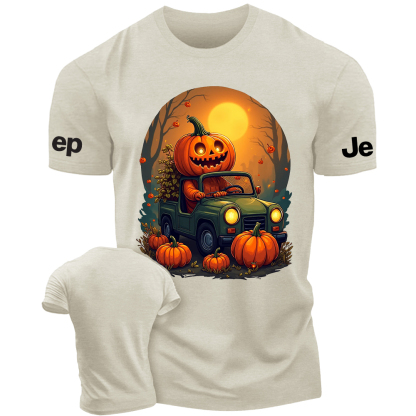 Halloween Pumpkin Man Driving On The Road Jp T-Shirt