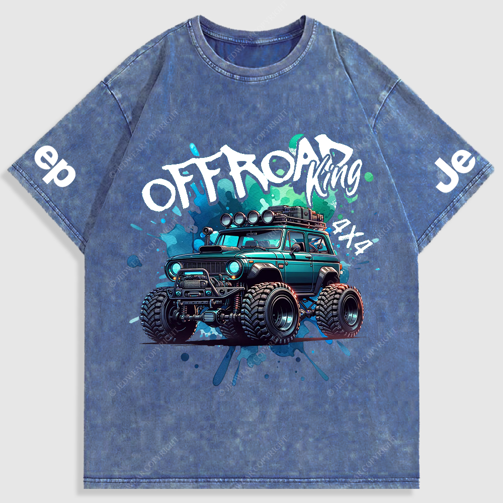 Jp Off Road King 4x4 Colorful  Washed T-Shirt