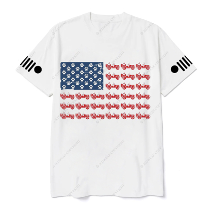 American Flag  Made Of Many Dog Paws And Cars Jp T-Shirt