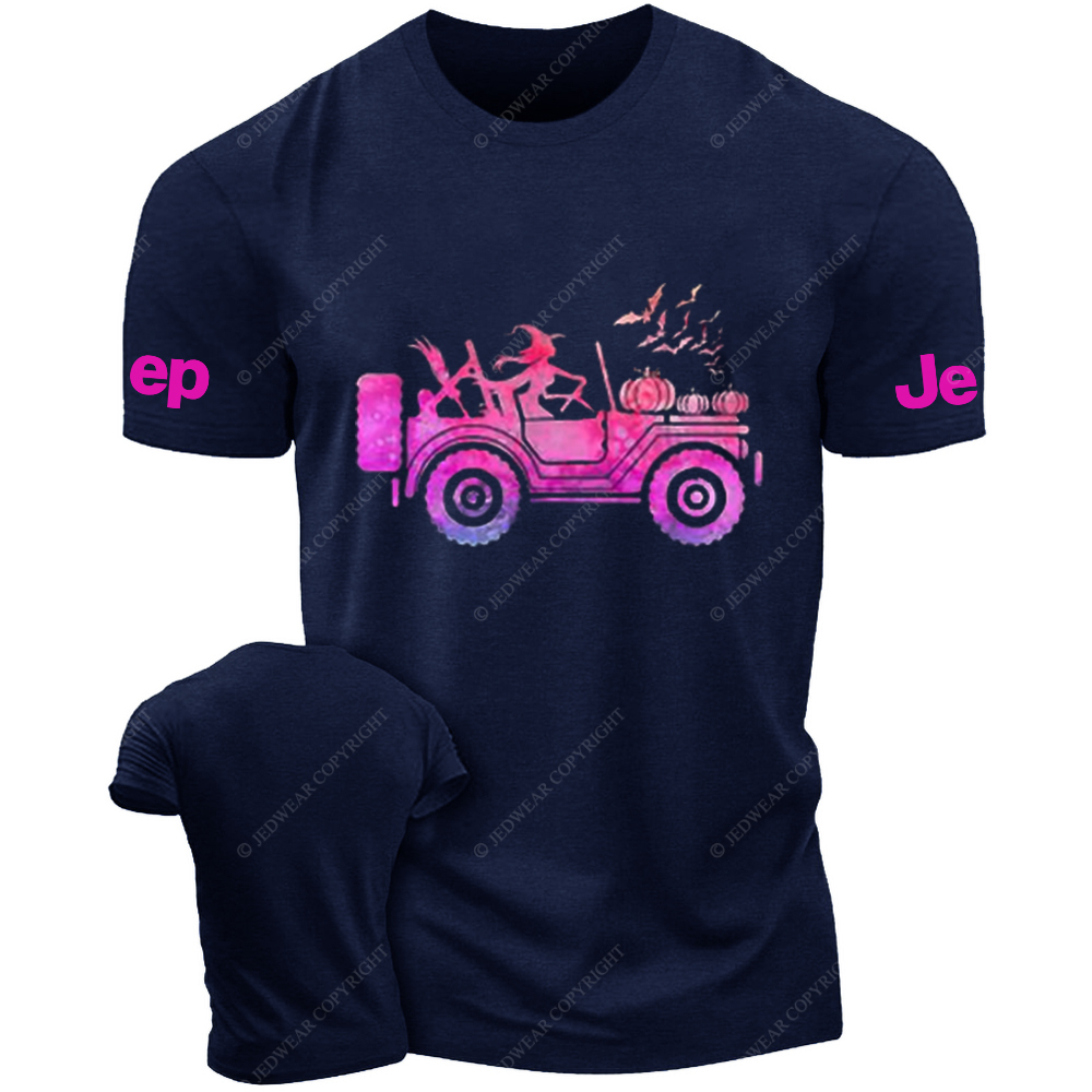 Pumpkin Halloween  Bat  Witch Driving A Car Jp T-Shirt