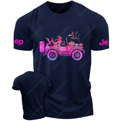 Pumpkin Halloween  Bat  Witch Driving A Car Jp T-Shirt