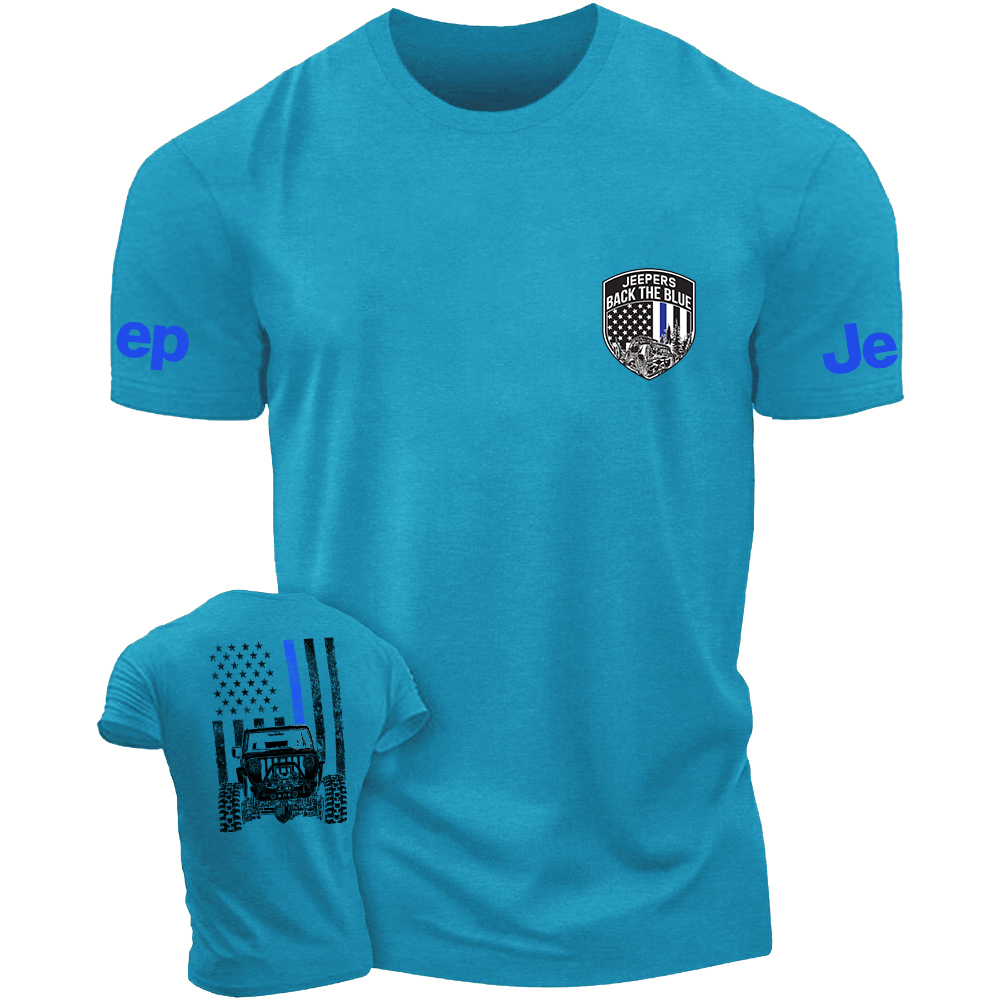 American Flag Policeman  The Blue Line Police Badge Jp T-Shirt