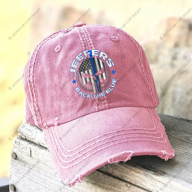 Policeman Jp Back The Blue Police Skull  Jp Baseball Cap