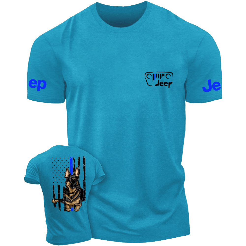 American Flag Police Cordon Gun The Blue Line Police Dog Jp T-Shirt