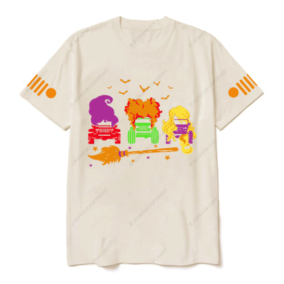 Halloween Three Witches Driving Broom JP T-shirt