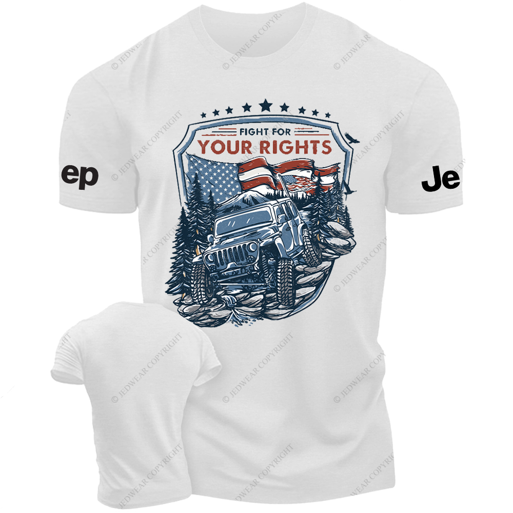 American Flag Fight For Your Rights Off-Road Vehicle Driving On The Road Jp T-Shirt