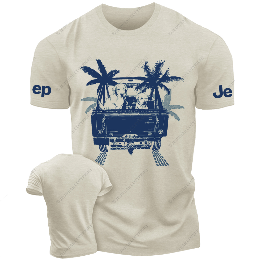 Palm Tree Dog In The Car Jp T-Shirt