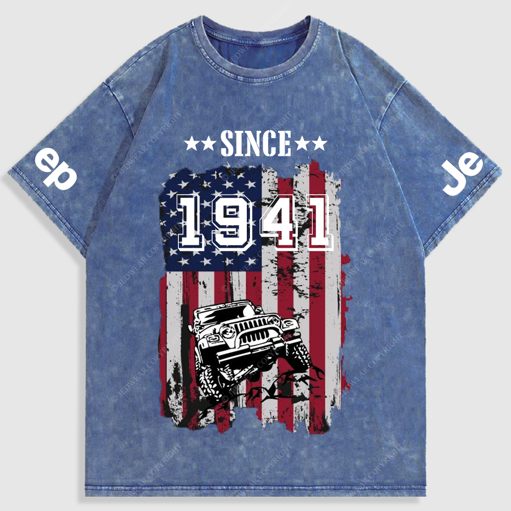 Jp American Flag Since 4X4 Cars Washed T-Shirt