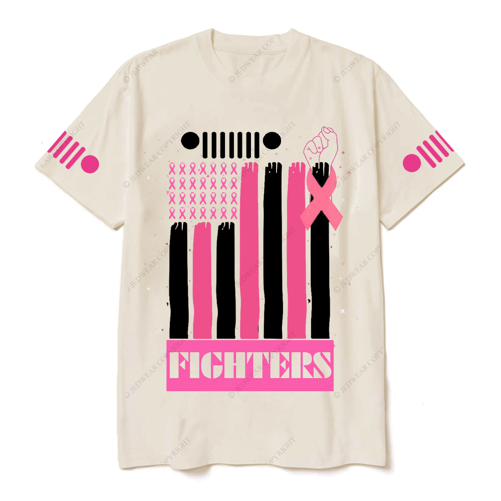 Fighters Breast Cancer American Flag Hand Jp T-Shirt