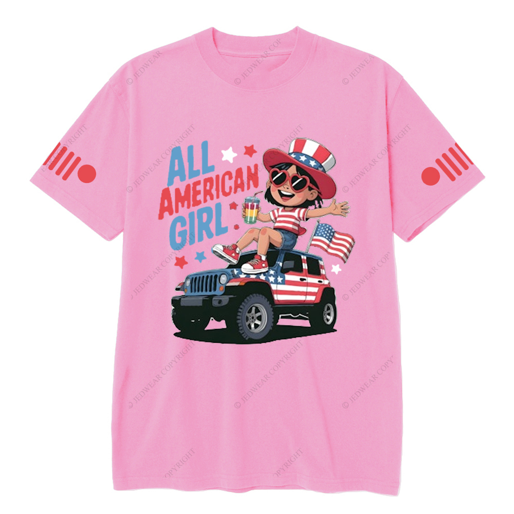 American Flag All American Girl Happily Drinking Juice Jp T-Shirt