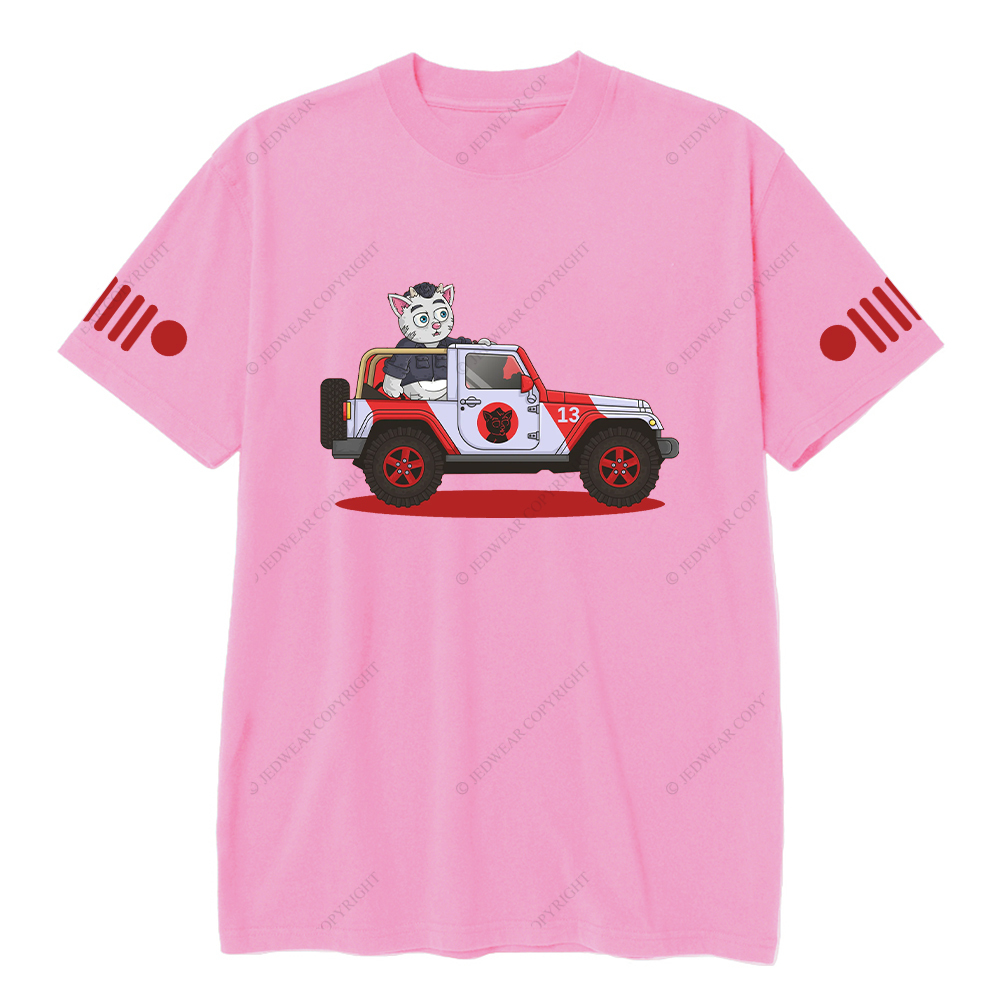 Jurassic Cat Driving On The Road Jp T-Shirt