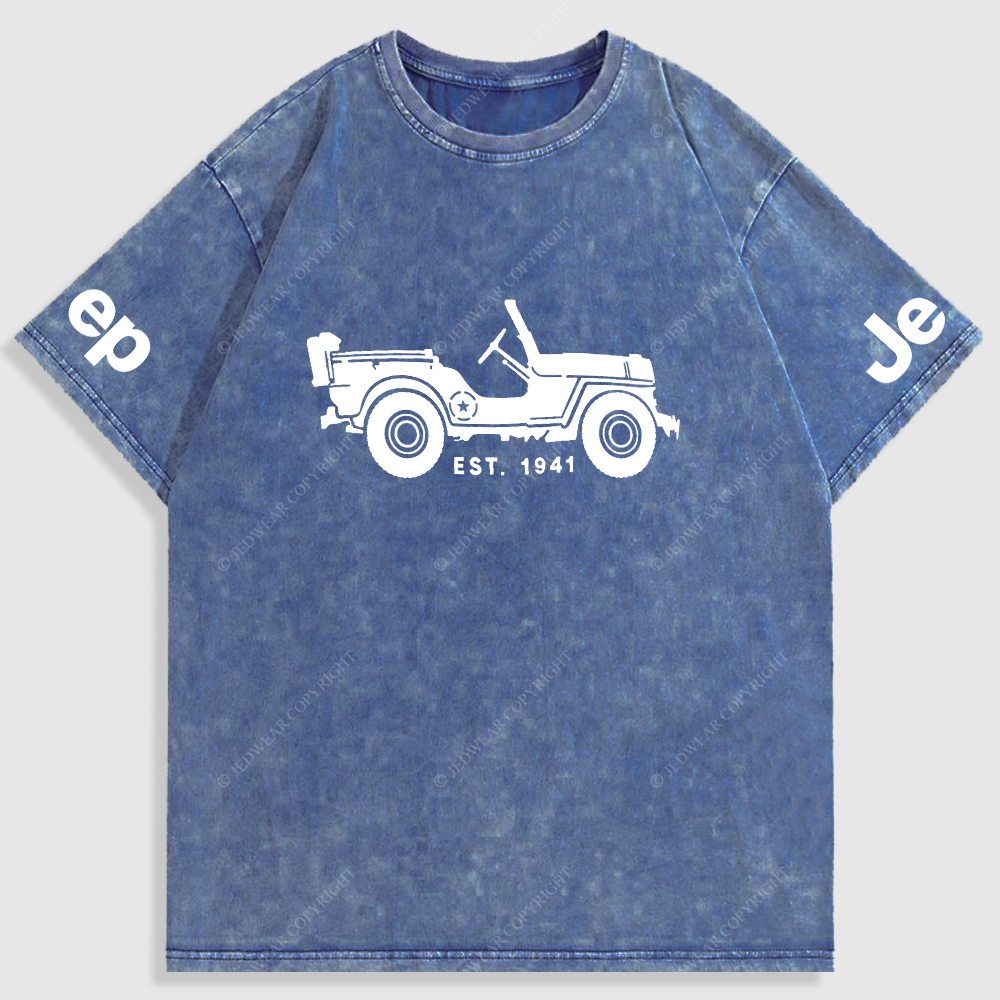Jp Vintage Military Star 4X4 Cars Washed T-Shirt