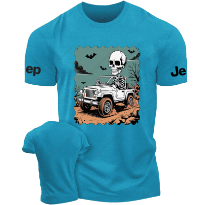 Skull Driving A Car Bat Mountain Road Jp T-Shirt