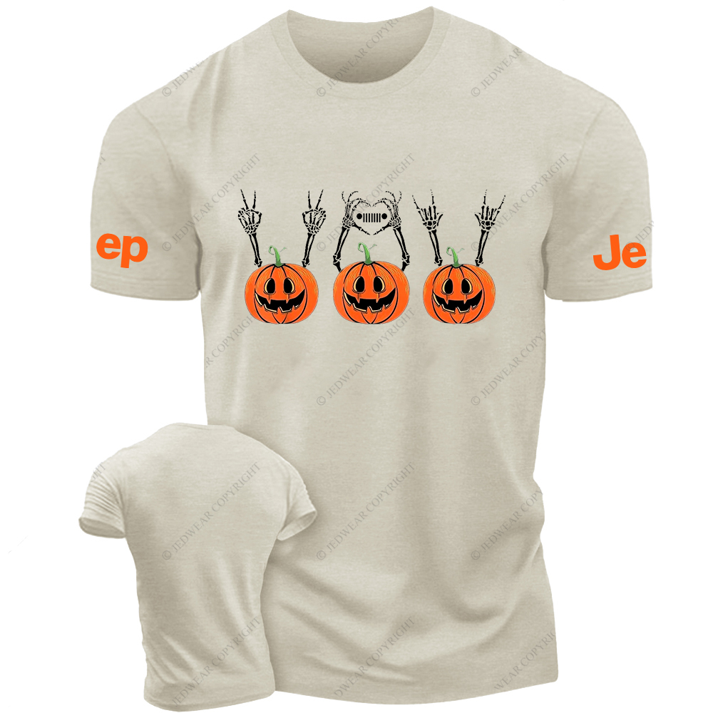 Three Pumpkin Halloween Skull Jp T-Shirt