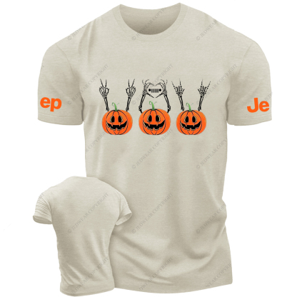 Three Pumpkin Halloween Skull Jp T-Shirt