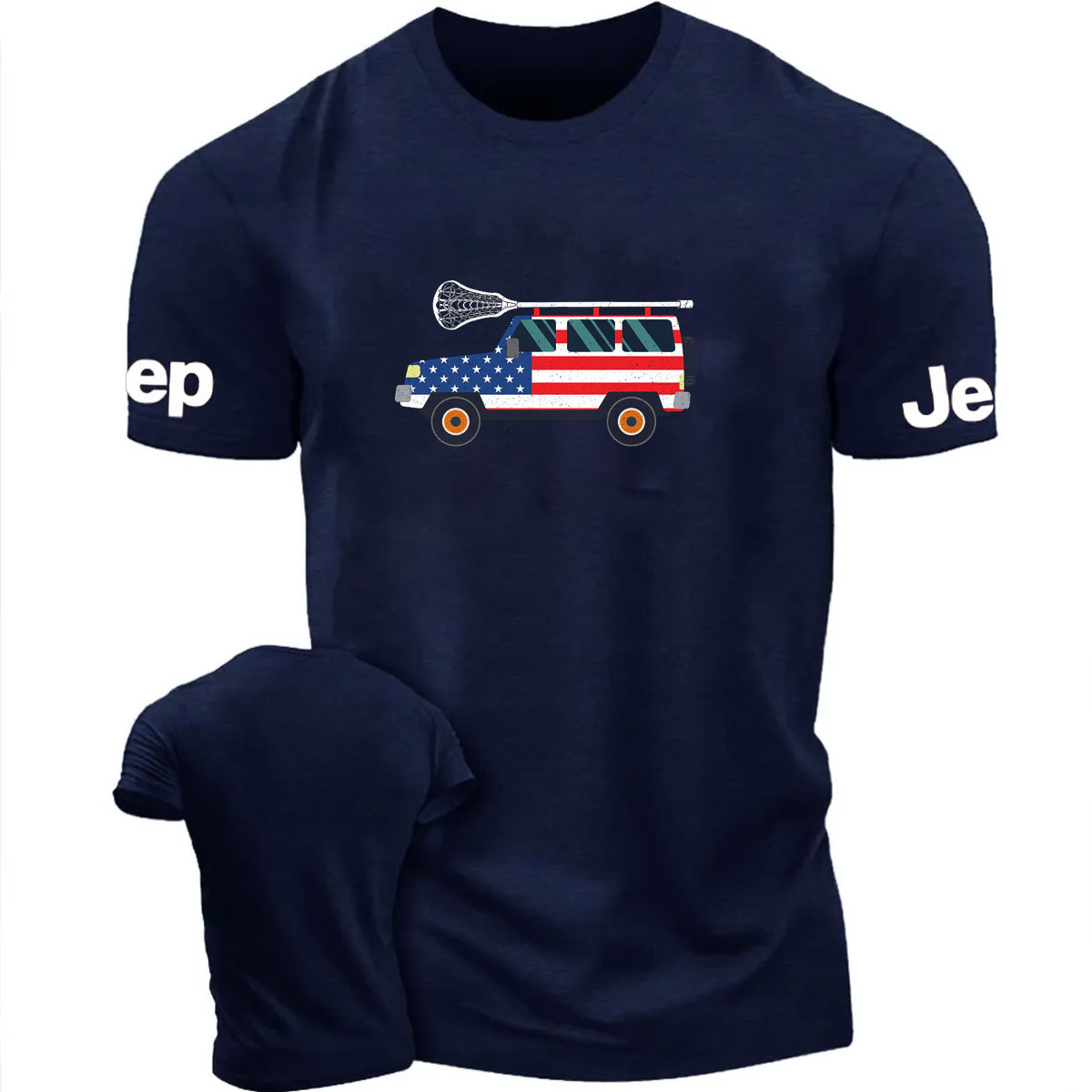 American Flag Lacrosse Love Car Design T-Shirt