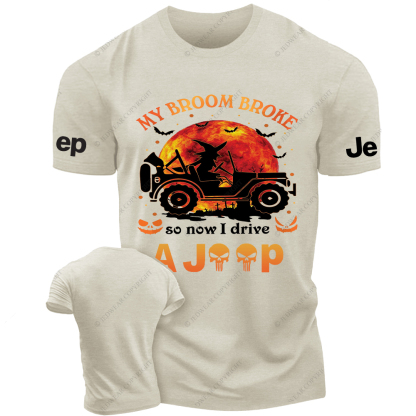 Halloween Pumpkin Bat My Broom Broke So Now I Drive A Car Jp T-Shirt