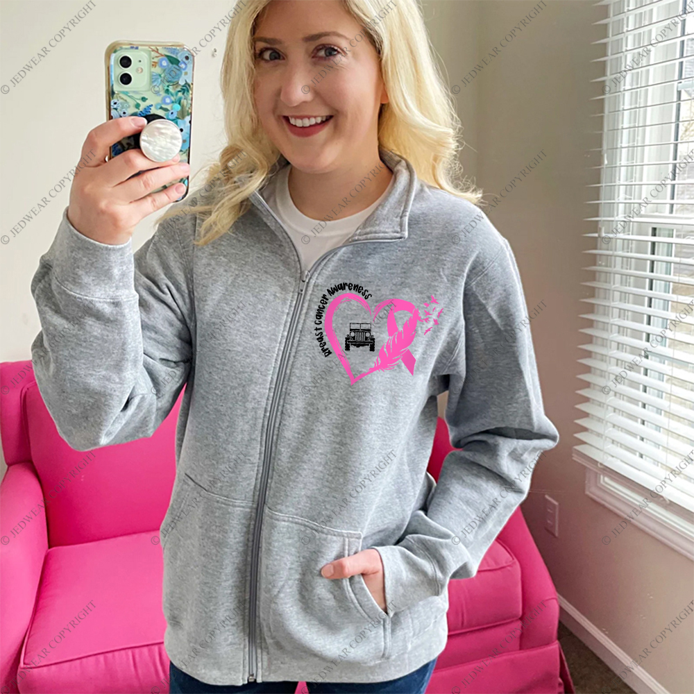 Breast Cancer Awareness Love Butterfly Full-Zip Jacket Sweatshirt