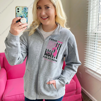 I Wear Pink For My Mom Breast Cancer Awareness Full-Zip Jacket Sweatshirt