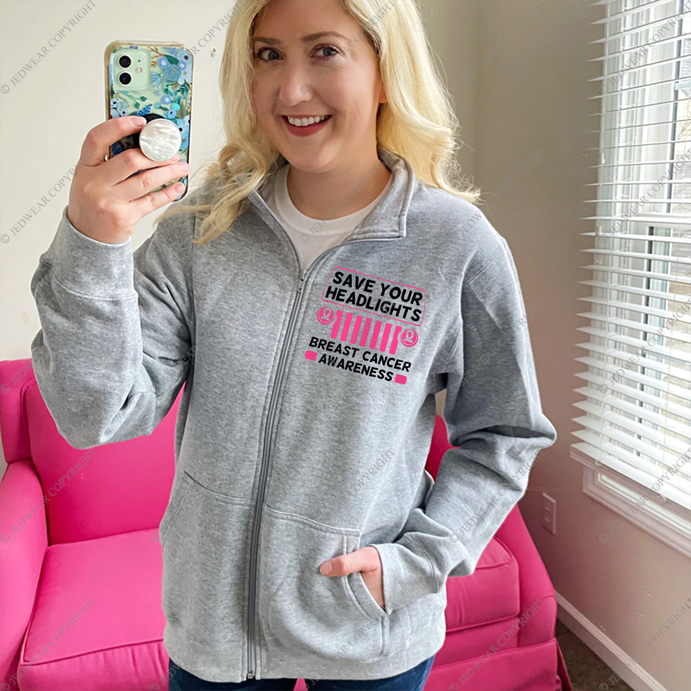 Save your Headlights Breast Cancer Awareness Full-Zip Jacket Sweatshirt