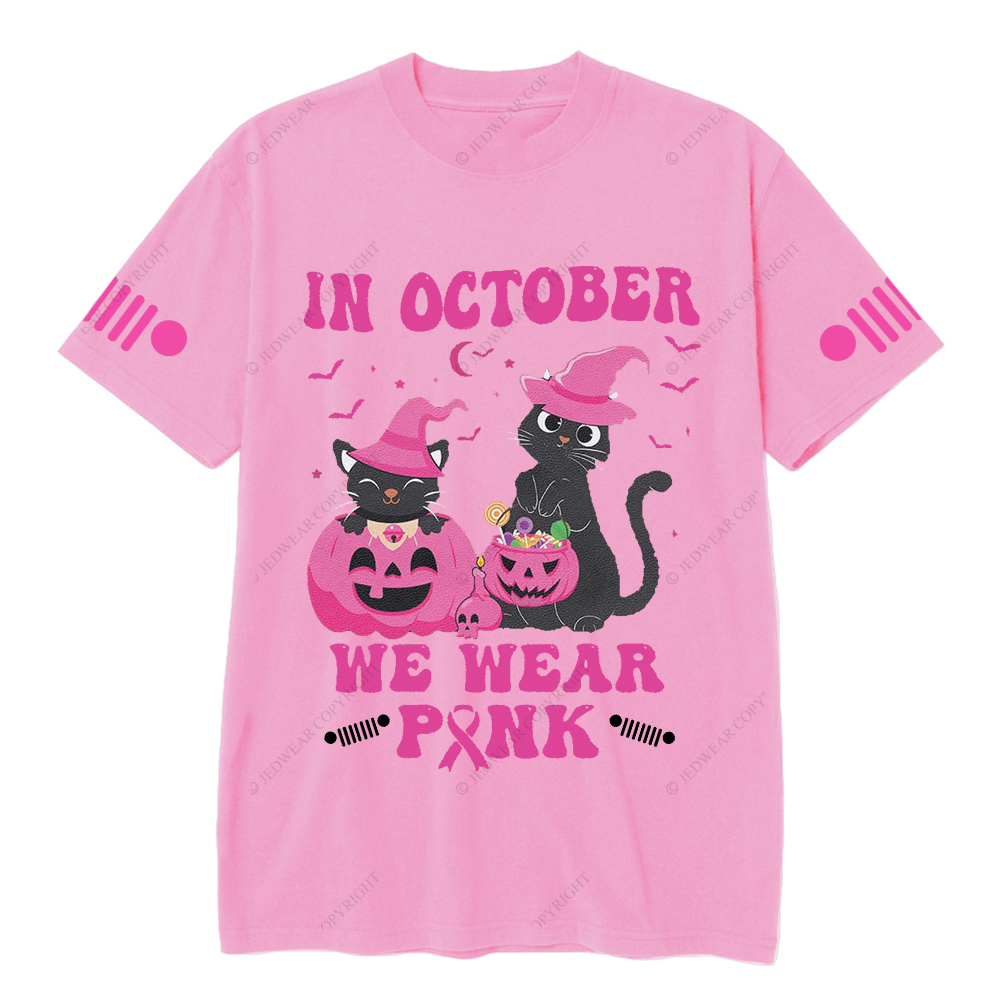 Breast Cancer In October We Wear Pink Cat Jp T-shirt