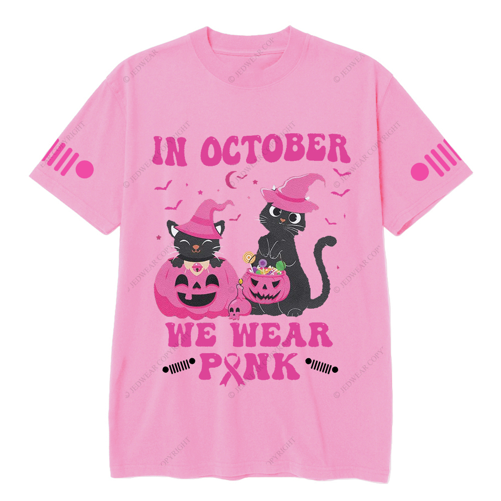 Breast Cancer In October We Wear Pink Cat Jp T-shirt