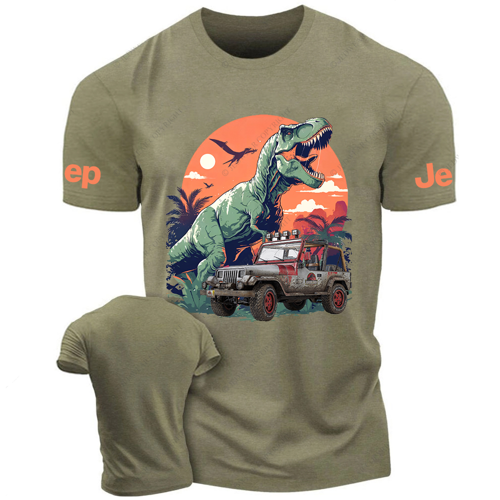Jurassic Dinosaur On The Back Of A Vehicle Jp T-Shirt