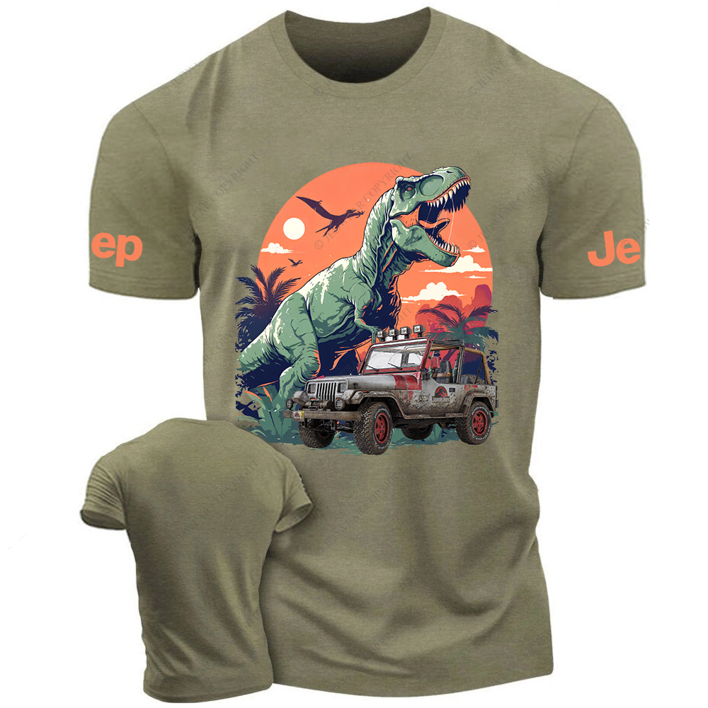Jurassic Dinosaur On The Back Of A Vehicle Jp T-Shirt