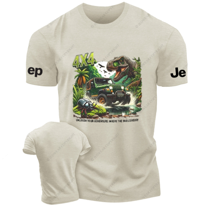 Dinosaur 4x4 Unleash Your Adventure Where The Trails Roar Jp T-Shirt