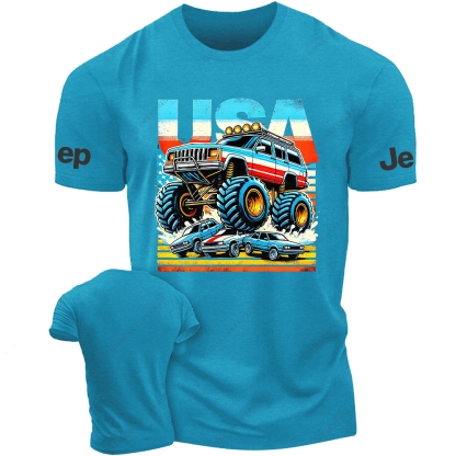 USA Flag Cherokee XJ 4x4 USA Off-Road Vintage Old School Vehicle Jp T-Shirt