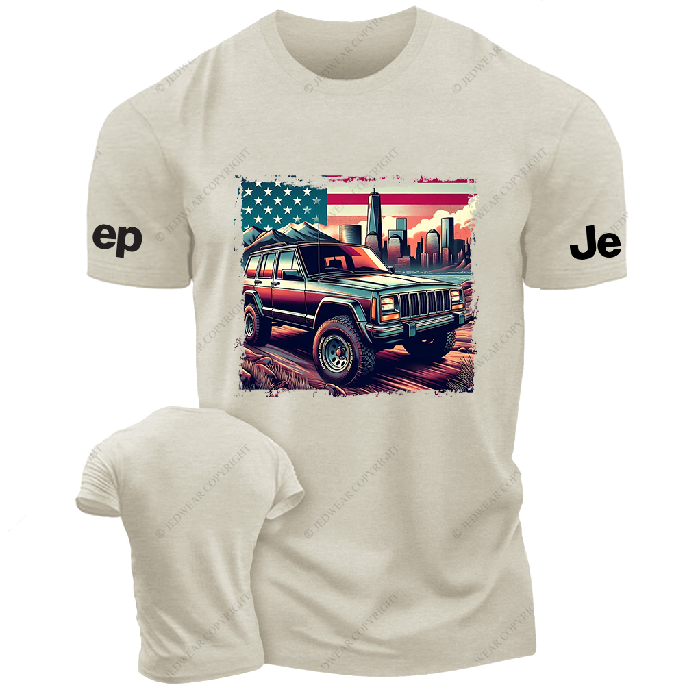 American Flag Cherokee XJ Off-Road Vintage Old School Vehicle Jp T-Shirt