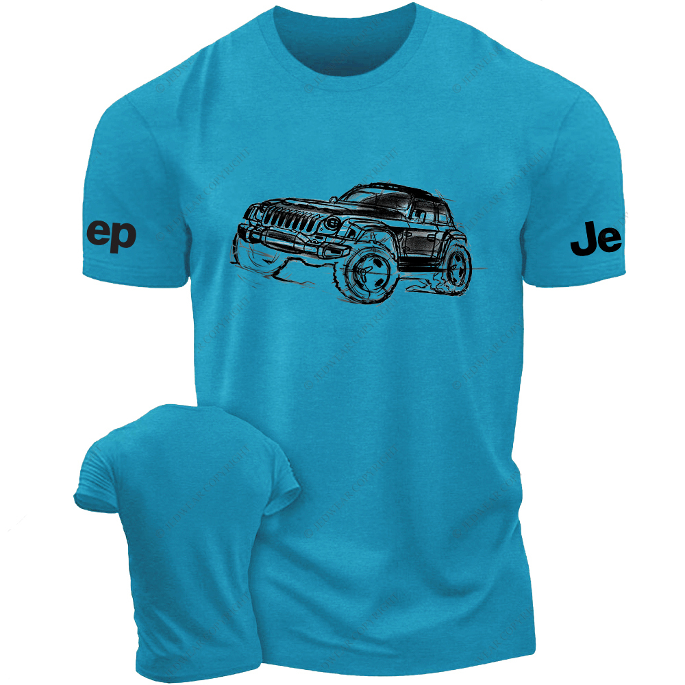 Off-Road Vehicle Black And White Stick Figure Line Art Jp T-Shirt