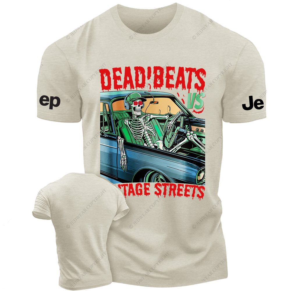 Skeleton Driving A Car Dead Beats Vintage Streets Jp T-Shirt