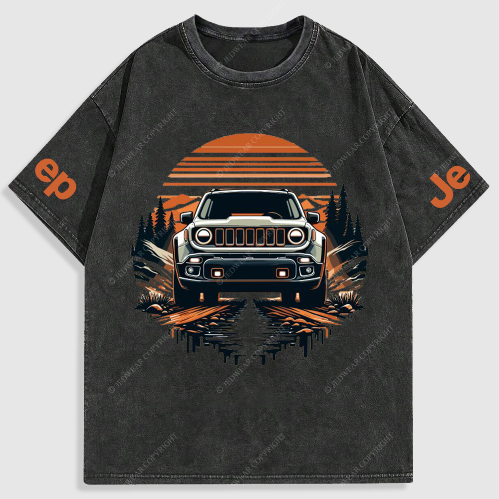 Sunset Tree Stones Mountain Meadow  Washed T-Shirt