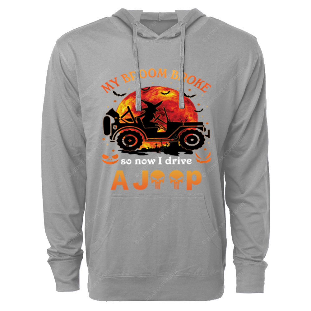 Halloween Pumpkin Bat My Broom Broke So Now I Drive A Car Jp Oversized Lightweight Hoodie