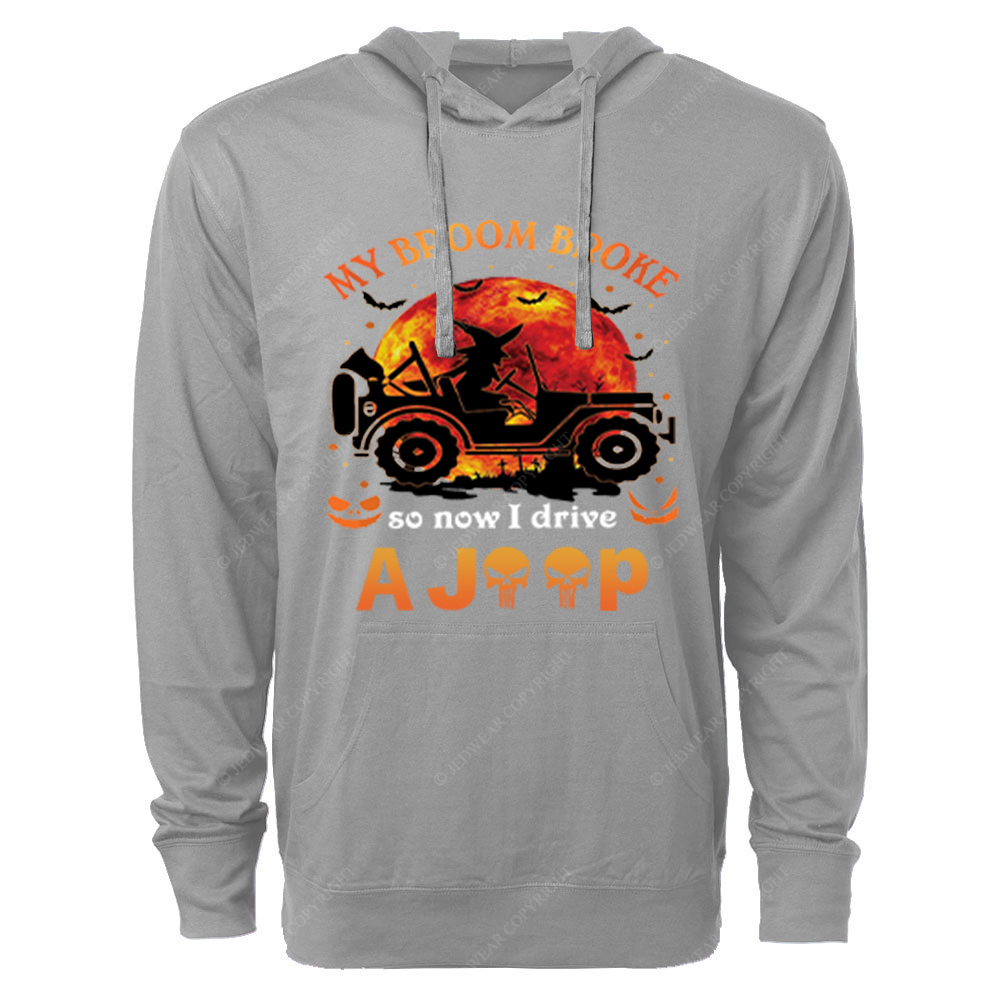 Halloween Pumpkin Bat My Broom Broke So Now I Drive A Car Jp Oversized Lightweight Hoodie