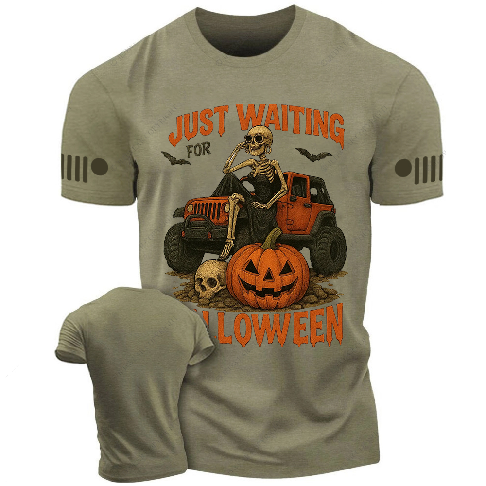 Halloween Skeleton Funny Spooky Skeleton Just Waiting for Halloween Jp T-Shirt