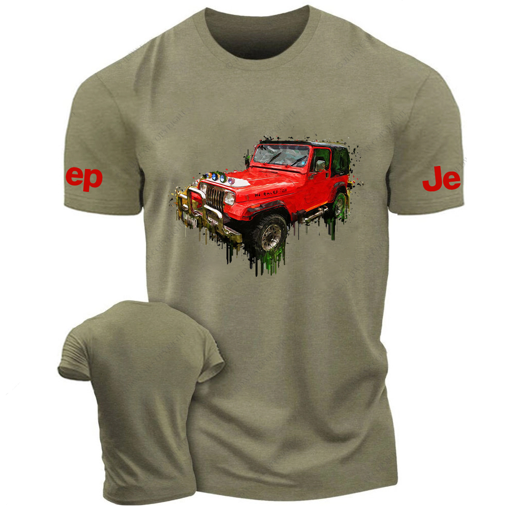 Red Car Off-Road Acrylic Painting Jp T-Shirt