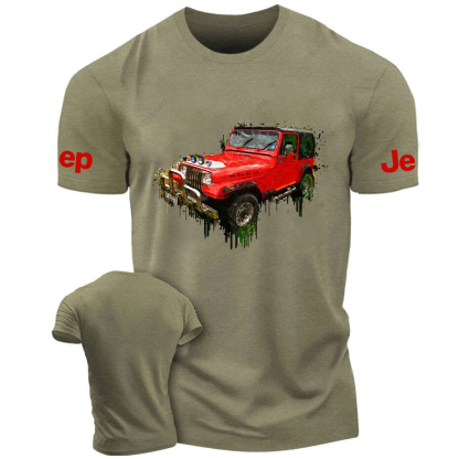 Red Car Off-Road Acrylic Painting Jp T-Shirt