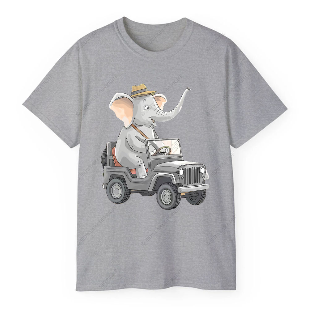 Elephant Driving Car Cartoon Jp T-Shirt
