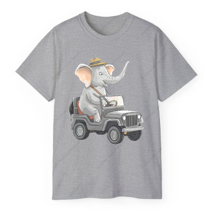 Elephant Driving Car Cartoon Jp T-Shirt