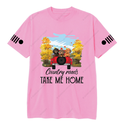Car Dachshunds Country Roads Take Me Home Jp T-Shirt