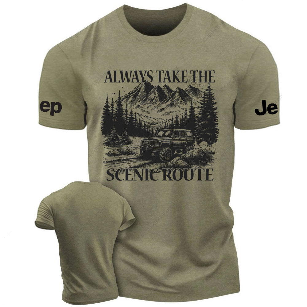 Always Take The Scenic Route Camping Travel Adventure Hiking Jp T-Shirt