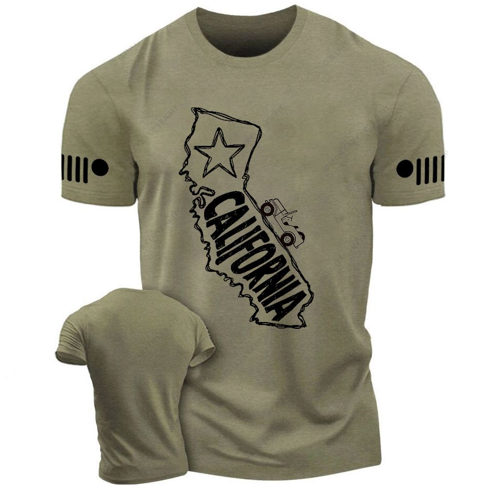 California Map Star Black And White Sketch Jp T-Shirt