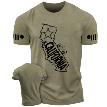 California Map Star Black And White Sketch Jp T-Shirt