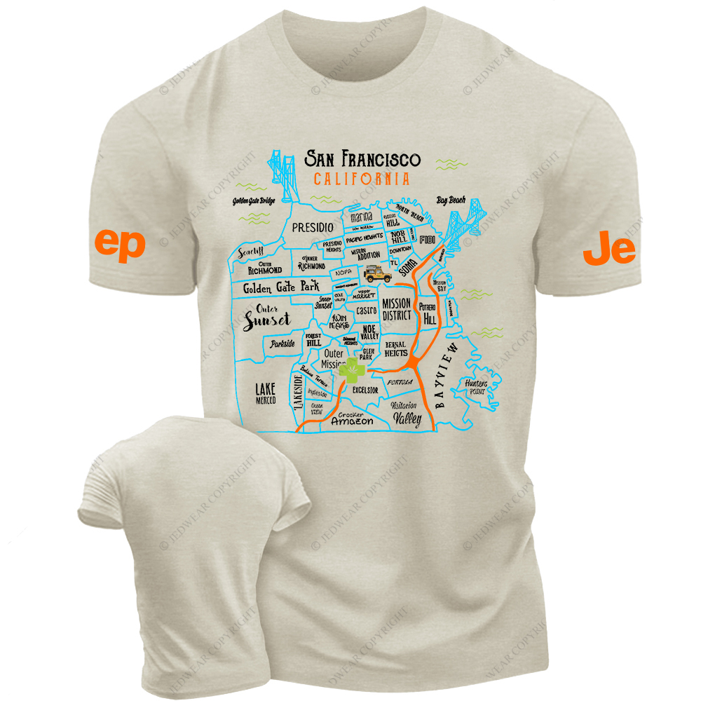 Vibrant Map Of SAN FRANCISCO CALIFORNIA Jp T-Shirt