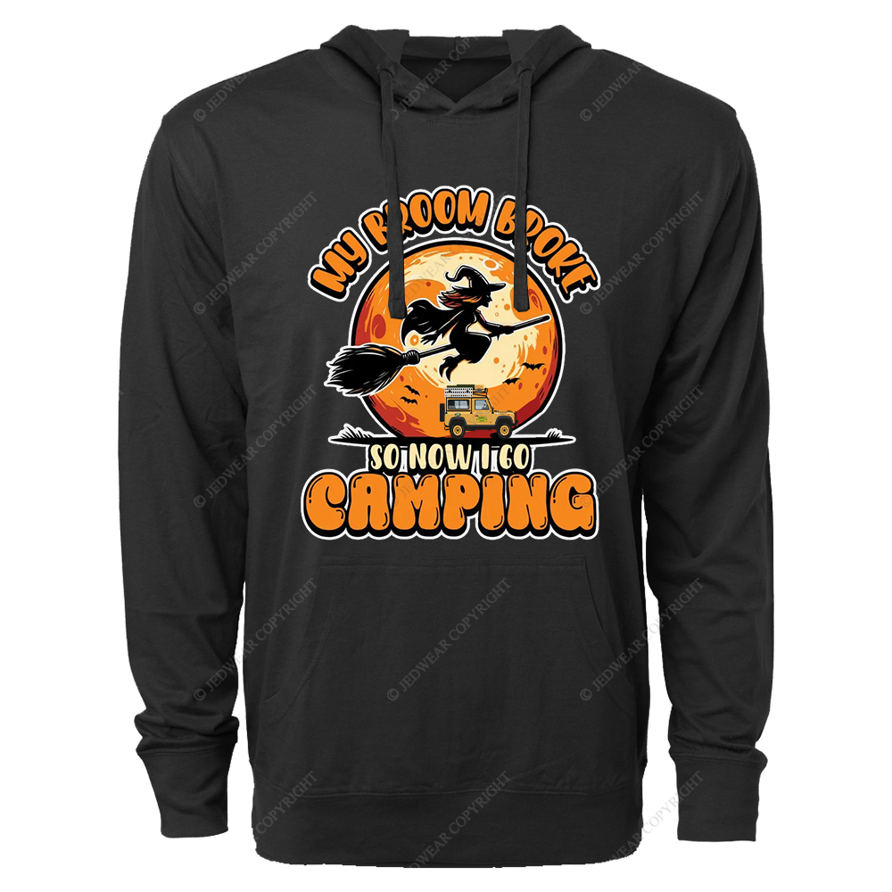 Halloween My Broom Broke So Now I Go Camping Jp Oversized Lightweight Hoodie