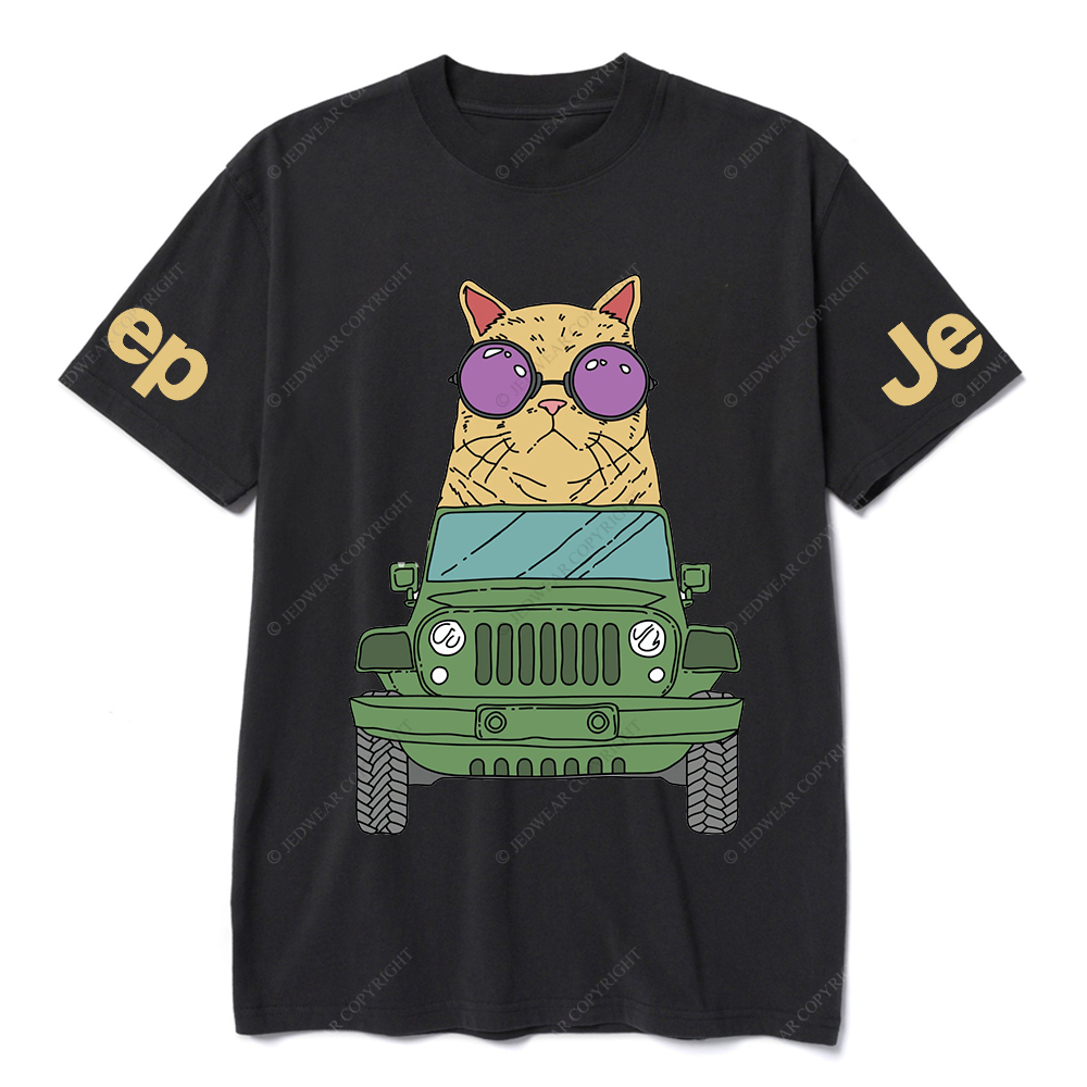 Cat Wearing Sunglasses Riding Car on Mouse Pad Jp T-Shirt