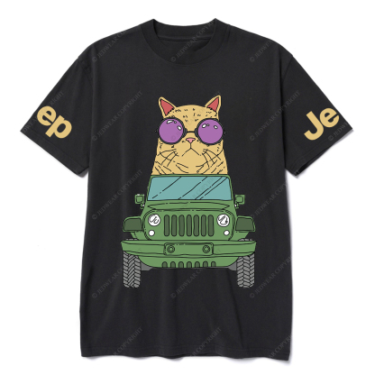 Cat Wearing Sunglasses Riding Car on Mouse Pad Jp T-Shirt