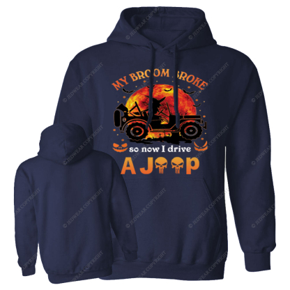 Halloween Pumpkin Bat My Broom Broke So Now I Drive A Car Jp Oversized Hoodie